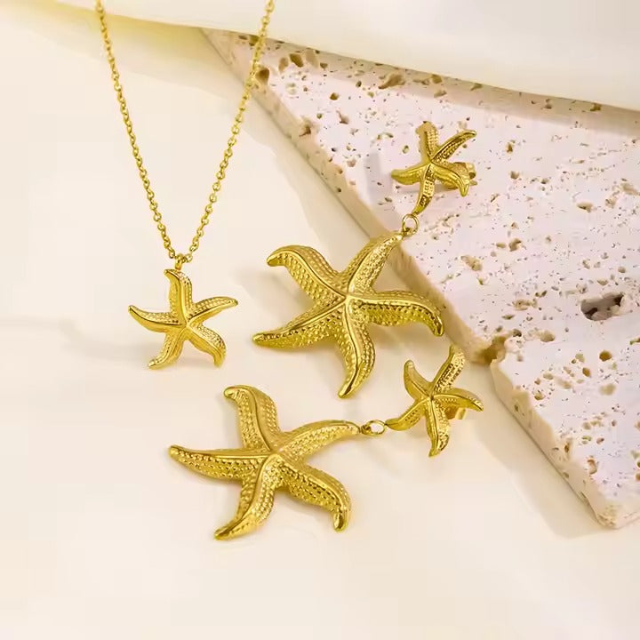 Minimalist Jewelry 18K Gold Plated Stainless Steel Starfish Pendant Necklace for Women Tarnish Free Jewelry